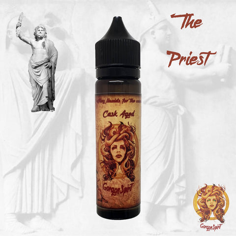 Gorgon Spirit - The Priest - 60ml Shortfill Bottle - Three Barrels V.S.O.P, Mascappo Cherry, Sweet Raspberry, Pie Crust, Almond Cream